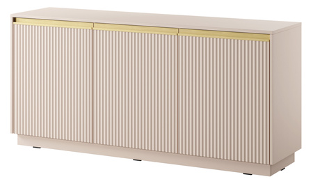 Kommode Loren 154 cm, dreitürig, in Kaschmirfarbe mit geriffelten Fronten
