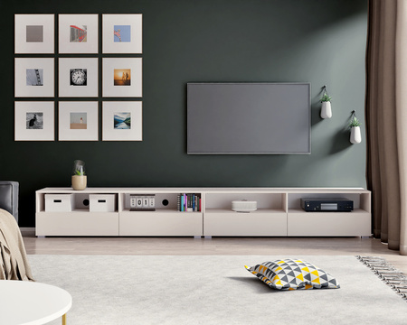 Elegantes TV-Möbel Tebris Dual 300 – kaschmir, 2 Schränke 150 cm mit Kabeldurchführungen
