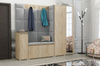 Gepolstertes Garderoben-Set Noris VIII mit Spiegel – Farbe Sonoma + Stoff Trinity 32
