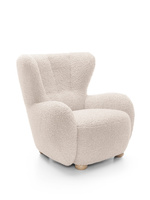Sessel FILO Ohrensessel Rolf 03 Hellbeige Sand Bouclé Teddy-Stoff Holzkugeln
