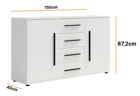 Kommode Modena K2D4SZ 150 cm in Weiß