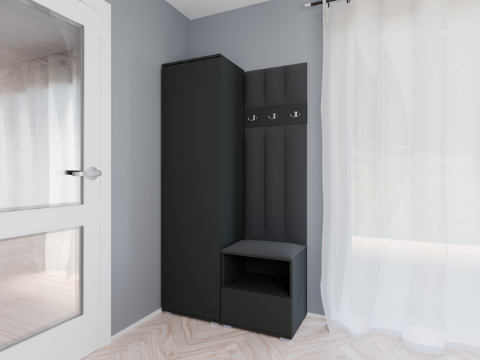 Garderoben-Set Nela I LUX in Graphit und Stoff Trinity 15