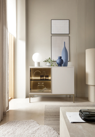 Kommode Lagos mit Metallbeinen in Kaschmir + LED