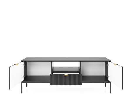 Stilvoller TV-Schrank Kioto RTV154 in Schwarz mit goldenen Füßen
