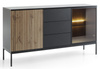 Kommode Lagos 154 cm 2D3SZ mit Metallfüßen in Schwarz + LED