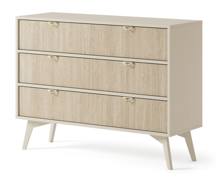 Kommode Silva KSZ-106 in Sandbeige + Scandi-Fischgrätmuster