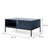 Rechteckige Couchtisch Bari mit zwei Schubladen, marineblau + goldene Füße