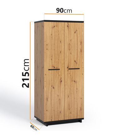 Kleiderschrank Zonda SZ2D 90 cm breite mit Kleiderstangen