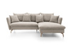Ecksofa MORRE rechts dicker Cord Poso 02 beige Schlaffunktion Skandi-Stil
