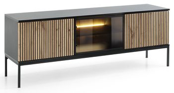 TV-Schrank Lagos 154 cm mit Metallfüßen in Schwarz + LED