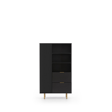 Schwarzes Standregal Nubia R1D2SZ mit zwei Schubladen