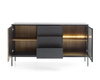 Kommode Lagos 154 cm 2D3SZ mit Metallfüßen in Schwarz + LED