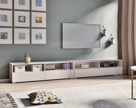 Elegantes TV-Möbel Tebris Dual 300 – kaschmir, 2 Schränke 150 cm mit Kabeldurchführungen