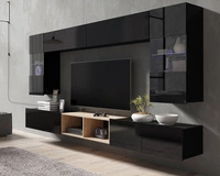 Schwarz + Schwarz glänzend / Artisan Eiche \ Ohne Beleuchtung