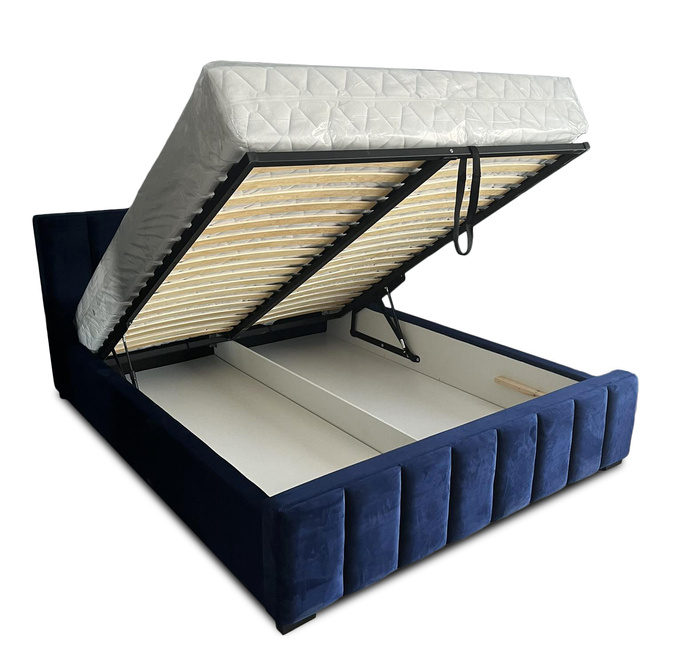 Polsterbett TODI 180x200 Schwarz Samt Bettkasten Metallrahmen