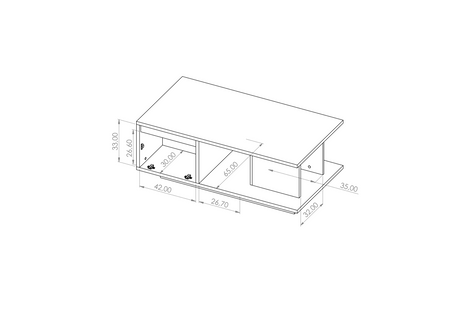 Rechteckiger Couchtisch Martin 120 x 65 cm