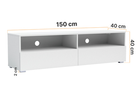 TV-Schrank Tebris 150 – mattweiß, moderne Form für geräumige Innenräume
