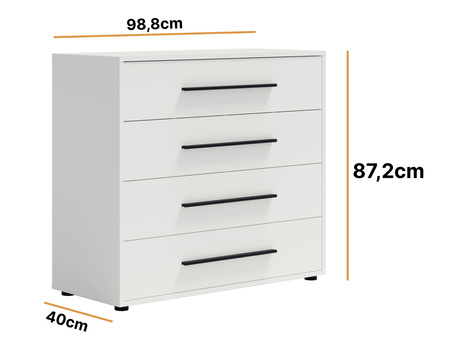Weiße Kommode Modena K4SZ 100 cm mit Schubladen