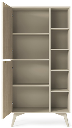 Hoher Regal Silva RG-80 in Sandbeige + Scandi-Fischgrätmuster
