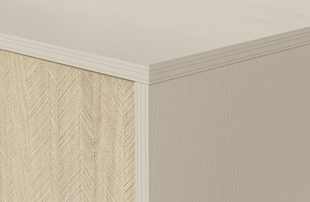 Nachttisch Silva in Sandbeige + Scandi-Fischgrätmuster