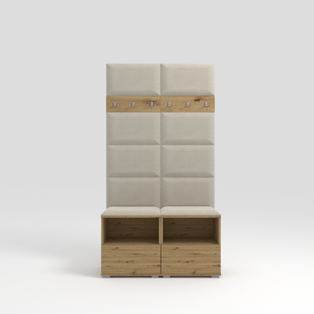 Garderoben-Set Nela III – Farbe Eiche Artisan + Stoff Trinity 01