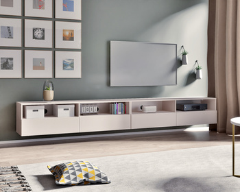 Elegantes TV-Möbel Tebris Dual 300 – kaschmir, 2 Schränke 150 cm mit Kabeldurchführungen