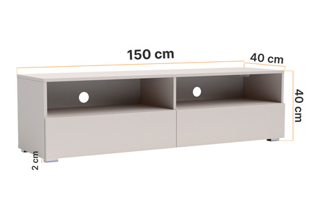 Elegantes TV-Möbel Tebris Dual 300 – kaschmir, 2 Schränke 150 cm mit Kabeldurchführungen