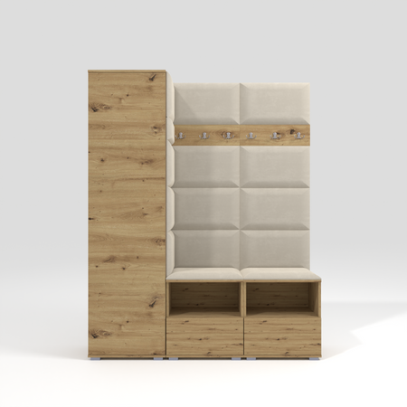 Garderoben-Set Nela II – Farbe Eiche Artisan + Stoff Trinity 01