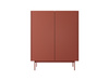 Kommode Lumo KD97cm Zweitürig in Rot mit Metallbeinen