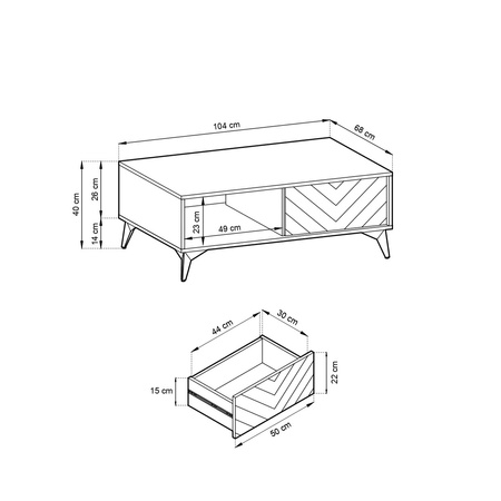 Couchtisch Diamond 104x68 cm mit Schubladen