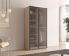 Zweitüriger Schrank Zen in Kaschmirfarbe + geriffeltes Glas