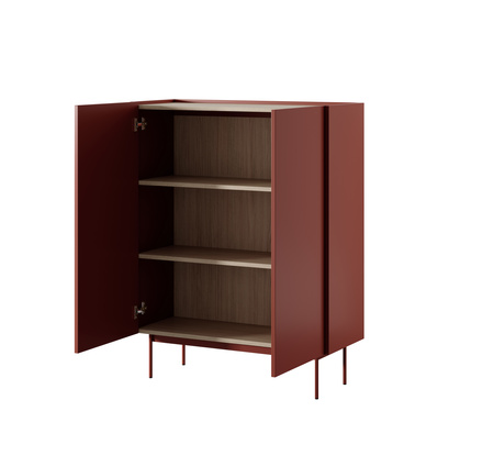 Kommode Lumo KD97cm Zweitürig in Rot mit Metallbeinen