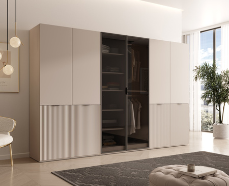 Sechs-türiger Kleiderschrank Zen in Kaschmir + getöntes Glas