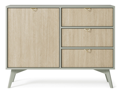 Kommode Silva KSZD-106 in Eukalyptus + Scandi-Fischgrätmuster