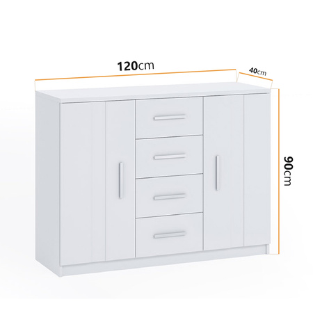 Weiße Kommode Tamiza K2D4SZ 120 cm mit vier Schubladen