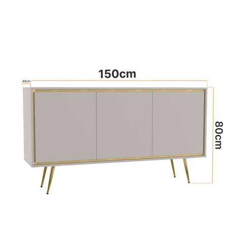 Kommode Tori 150 cm mit Metallbeinen in der Farbe Cashmere