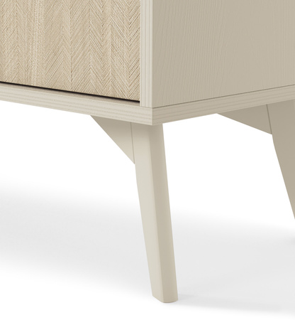 Nachttisch Silva in Sandbeige + Scandi-Fischgrätmuster