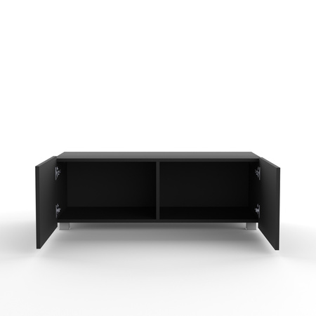 Schwarzer TV-Schrank Kolder 100 cm mit geriffelten Fronten