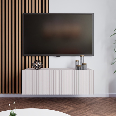 TV-Schrank Kolder 100 cm in Kaschmirfarbe mit geriffelten Fronten