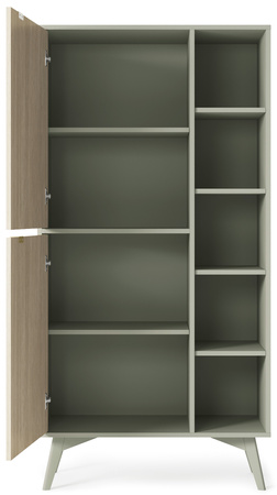 Hohes Regal Silva RG-80 in Eukalyptus + Scandi-Fischgrätmuster