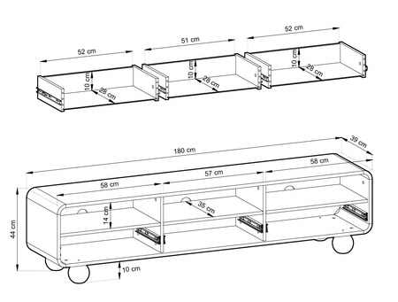 TV-Schrank Orion 180 cm mit Schubladen Kaschmir