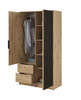 Kleiderschrank Stilo in Eiche Artisan, zweitürig, mit Spiegel und Lamellen an der Vorderseite