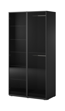 Zweitüriger Schrank Zen in Schwarz + getöntes Glas