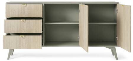 Kommode Silva KSZD-158 in Eukalyptus + Scandi-Fischgrätmuster