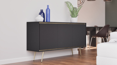 Kommode Tori 150 cm mit Metallbeinen in Graphitschwarz