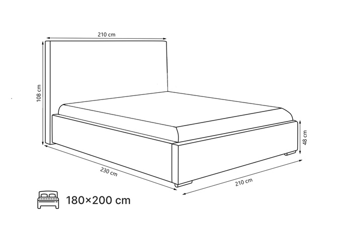 Beiges Polsterbett Lux 180x200 mit Bettkasten