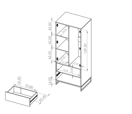 Kleiderschrank Randy SZ2D 2-türig mit Metallfüßen