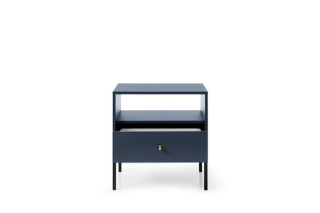Stilvoller Nachttisch Bari in Marineblau mit goldenen Beinen