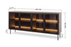 Sideboard LUMI 181 cm Eiche Dunin – 4 Türen, Riffelglas, LED-Beleuchtung