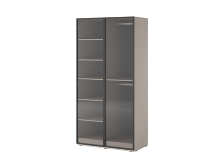 Sechs-türiger Kleiderschrank Zen in Kaschmir + getöntes Glas